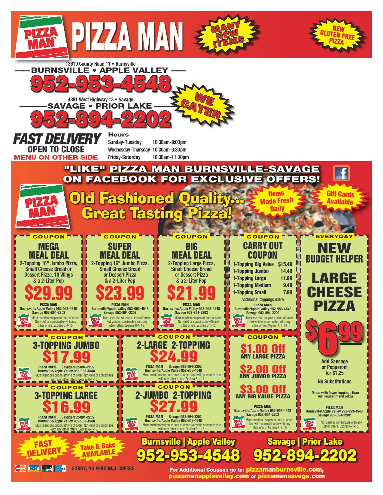 Pizza Man - Delivering to Apple Valley, Burnsville, and Savage ...