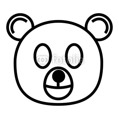 outline cartoon head of bear isolated on white background" Stock ...