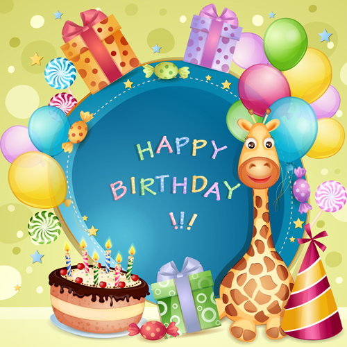 Cartoon Birthday cards design vector 04 - Vector Festival free ...