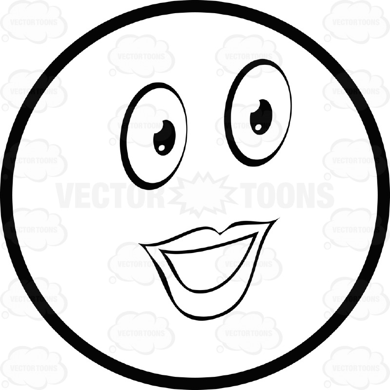 Large Eyed Black and White Female Smiley Face Emoticon Lady With ...