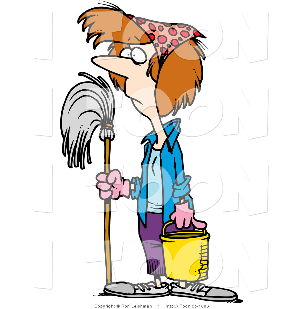 Cartoon Lady Spring Cleaning by Ron Leishman - #1696