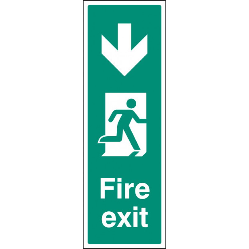 Fire exit right - Arrow down | Rigid Plastic | 100x300mm ...