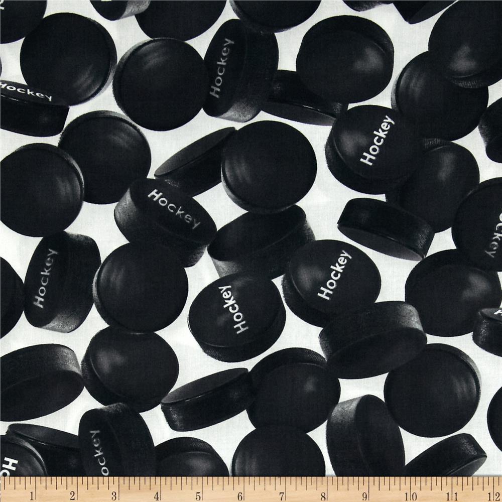 Sports Life Hockey Pucks Ice - Discount Designer Fabric - Fabric.com