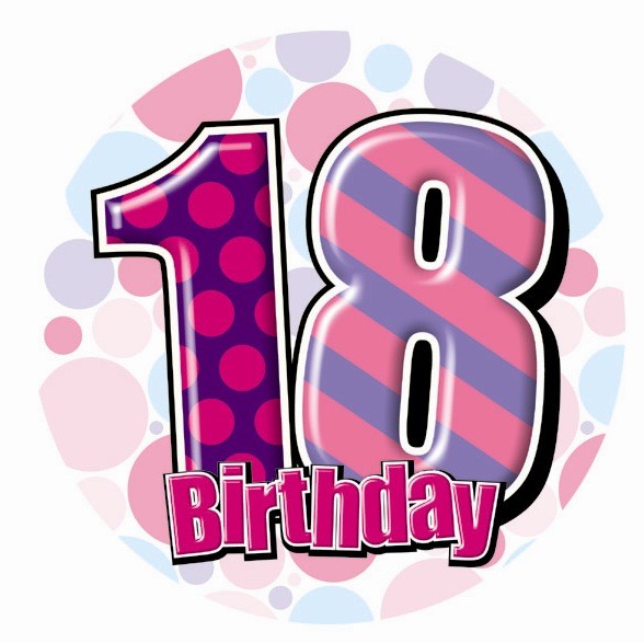 Large 15cm Happy Birthday Badge - Age 18 Girl