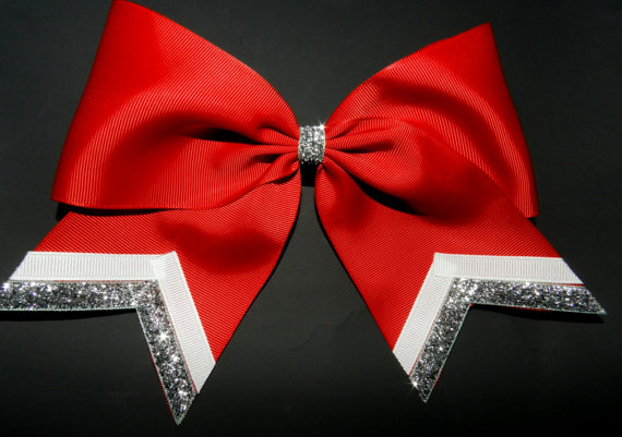 3 Texas Size Cheer bow single layer trimed ends by ABCBows