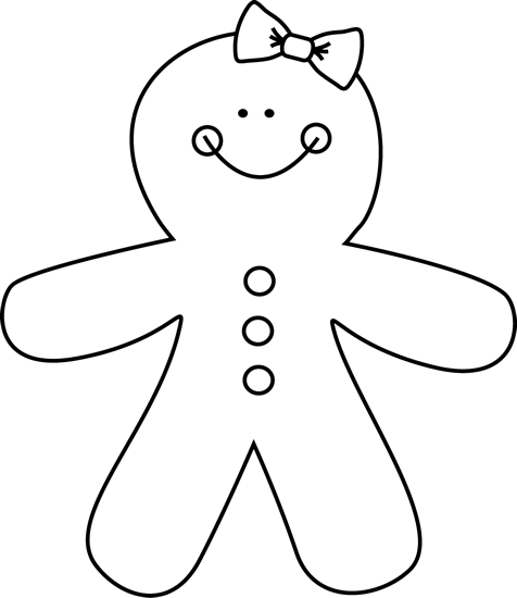 Black and White Gingerbread Girl Clip Art - Black and White ...