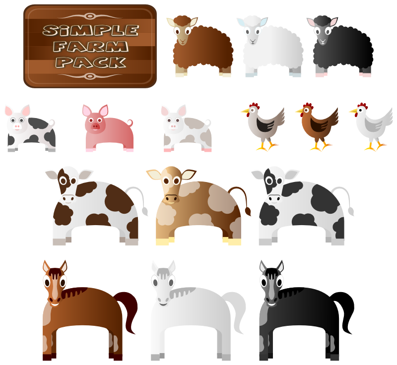 Clipart - Simple Farm Animals