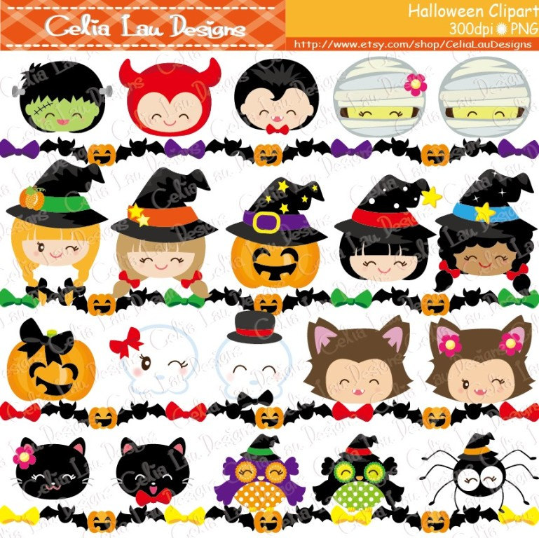 HALLOWEEN Clipart Happy Halloween Smiley Face by CeliaLauDesigns