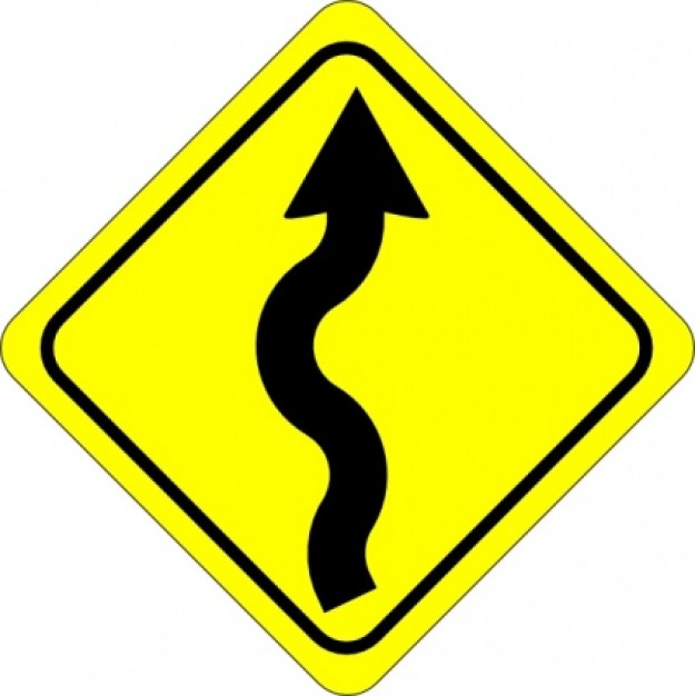 Curvy Road Ahead Sign clip art Vector | Free Download