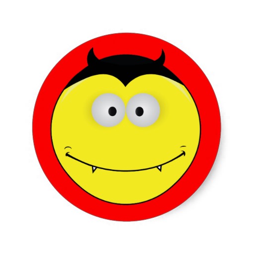 Happy Smiley Face Evil Little Devil Stickers | Zazzle