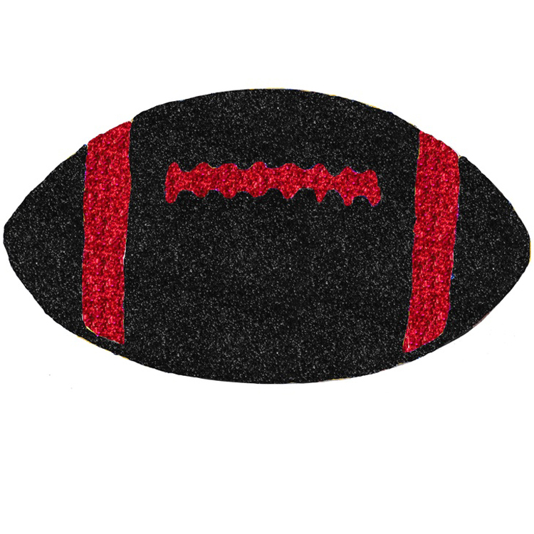 Football Black and Red Glittered Christmas Decoration