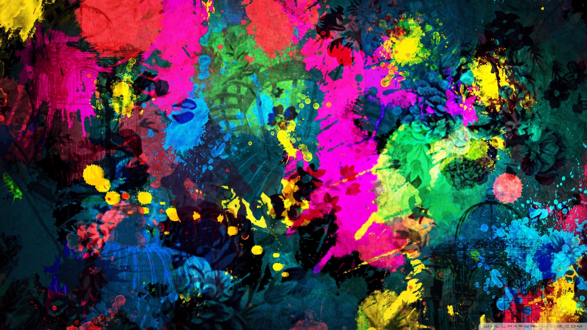 Download Colorful Paint Splatter Wallpaper 1920x1080 | Wallpoper ...