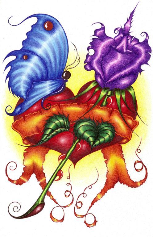 Butterfly, Flowers and Hearts Greeting cards bearing beautiful ...