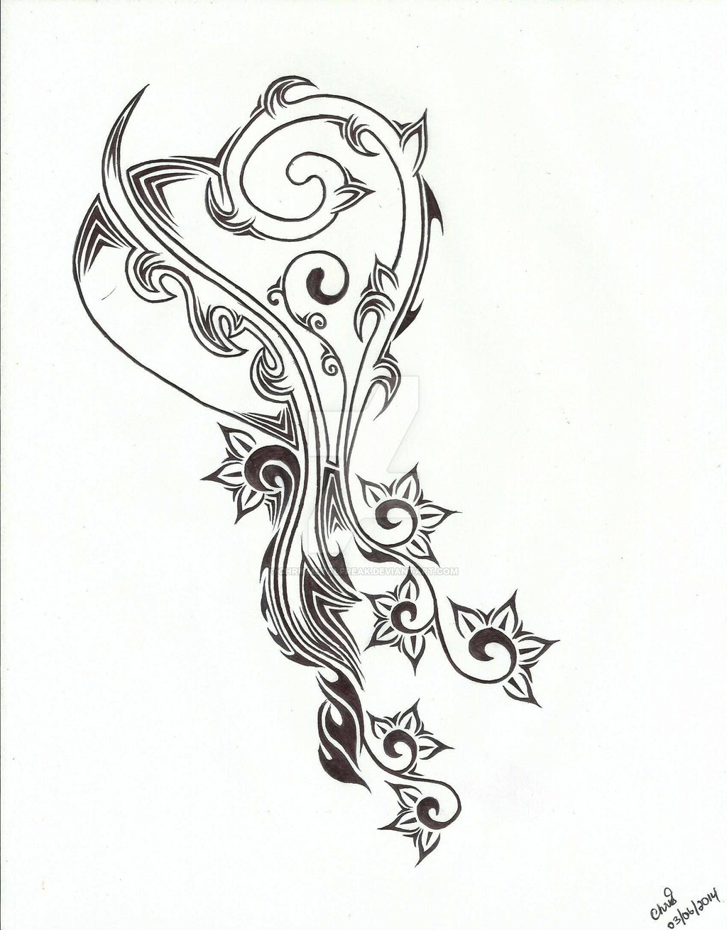 DeviantArt: More Like Tribal Heart and Flower Tattoo Design by ...
