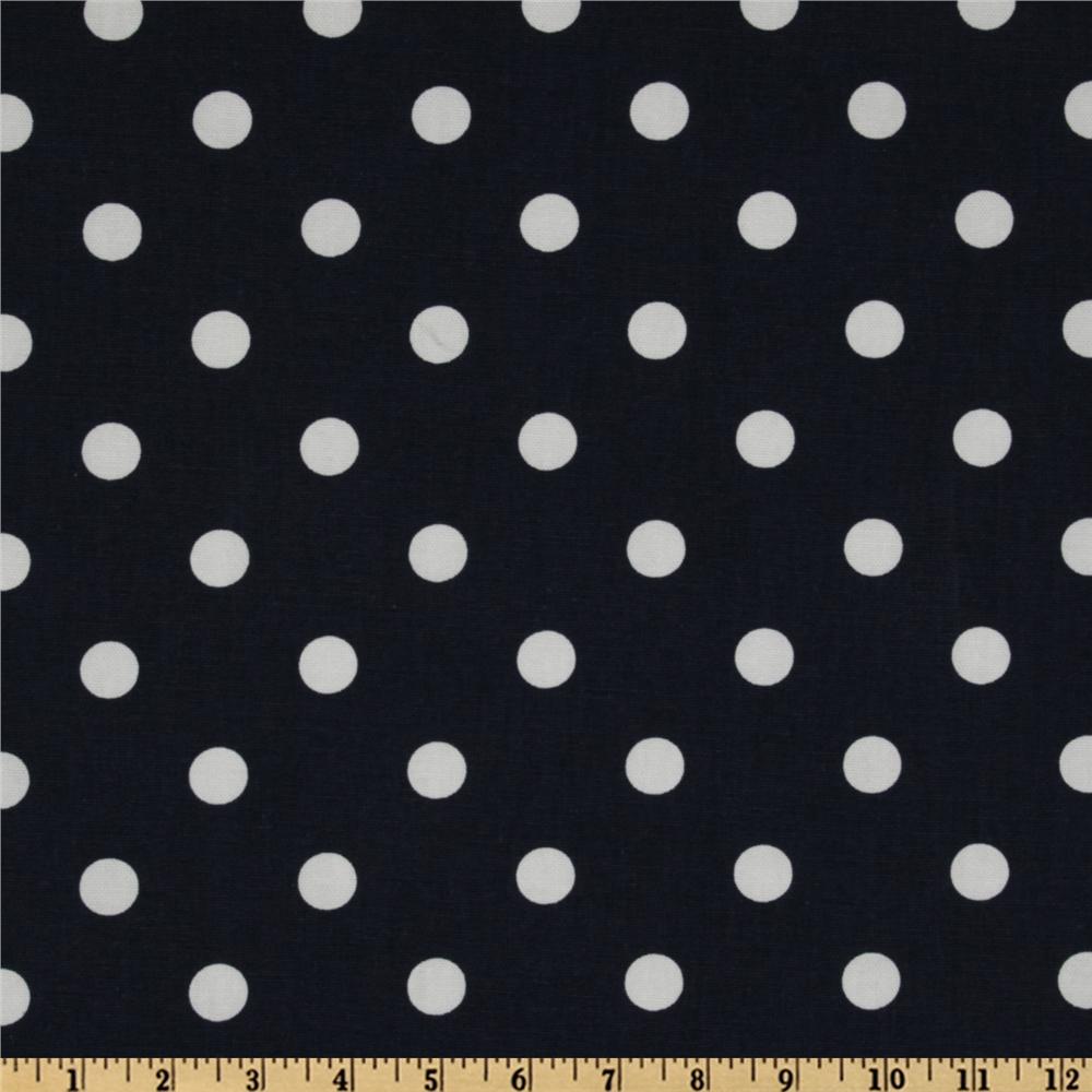 Spot On Polka Dots Navy - Discount Designer Fabric - Fabric.com