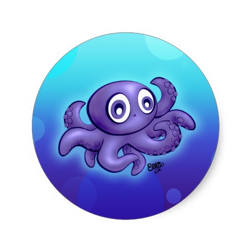 Cartoon Baby Octopus Stickers | Zazzle