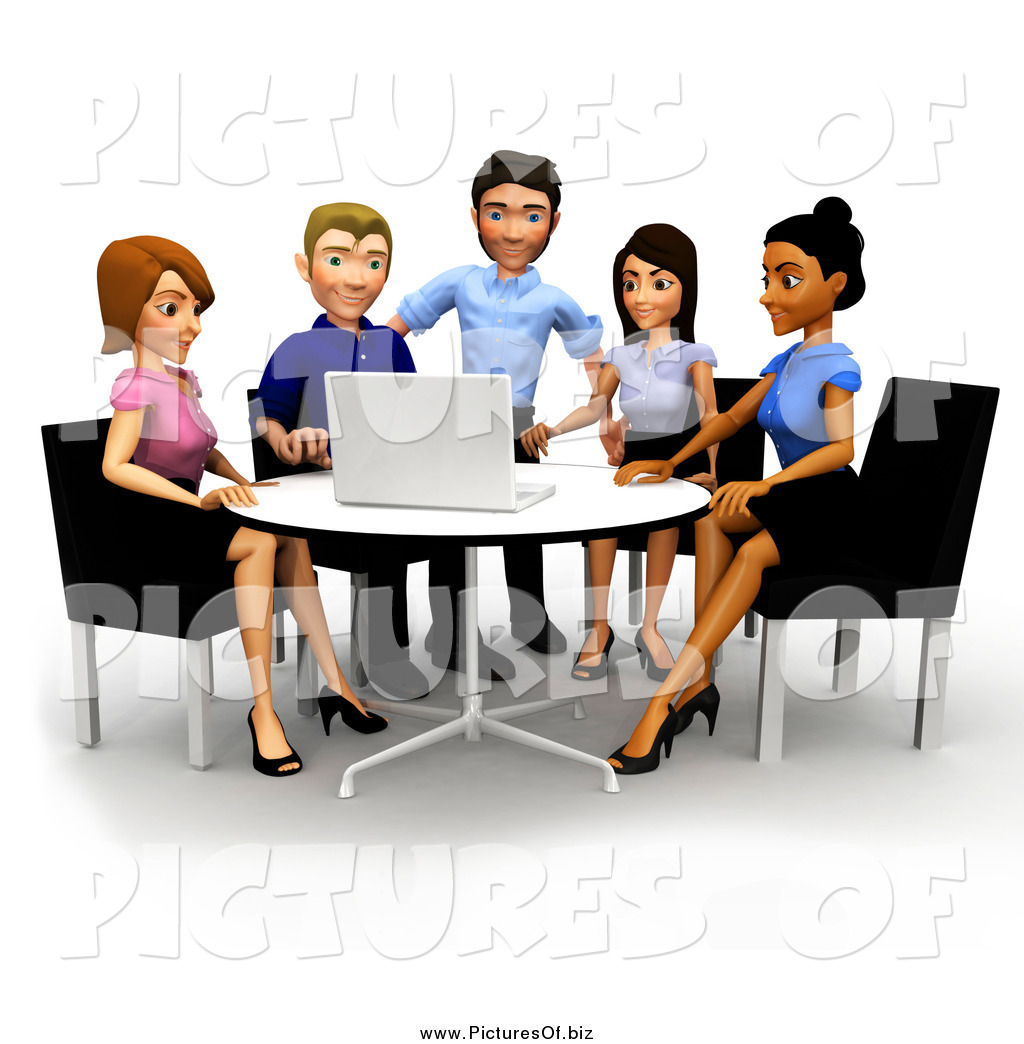 Clipart of a 3d Diverse Business Team Seated Around a Laptop by ...