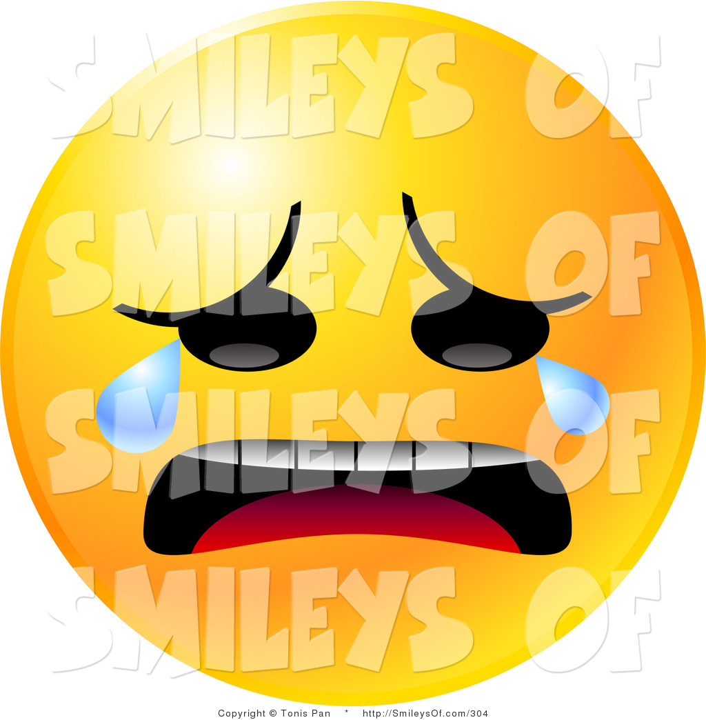 Vector of a Yellow Emoticon Face Crying Tears of Sadness and ...