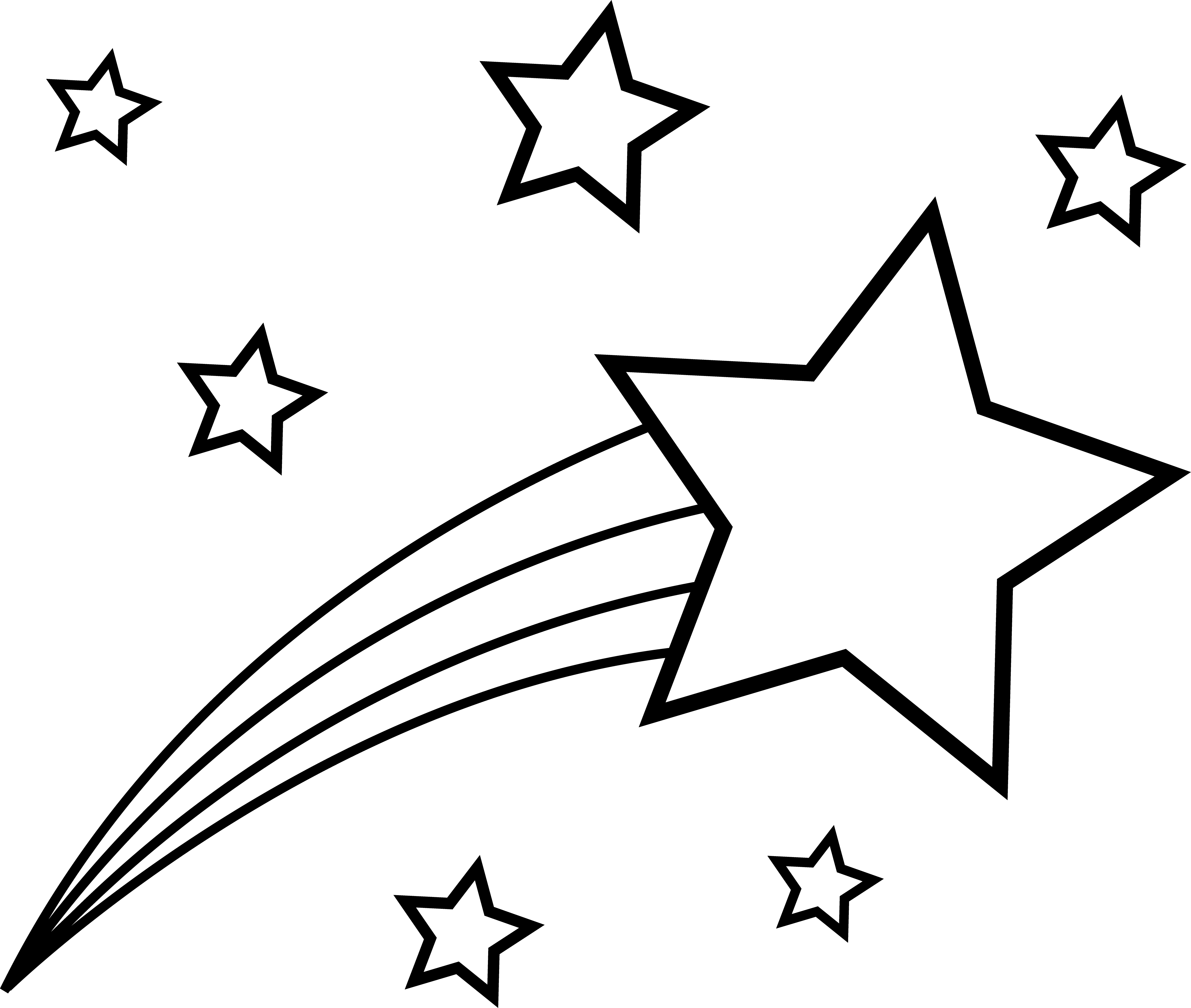 Shooting Star Colorable Line Art - Free Clip Art