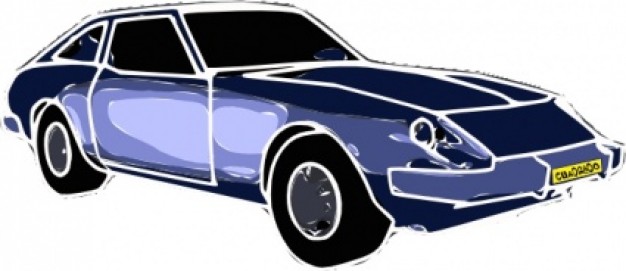 coupe car in blue and white outlines Vector | Free Download