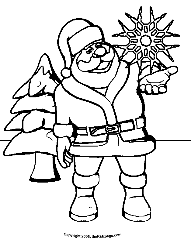 Santa Claus and Snowflake Free Coloring Pages for Kids - Printable ...