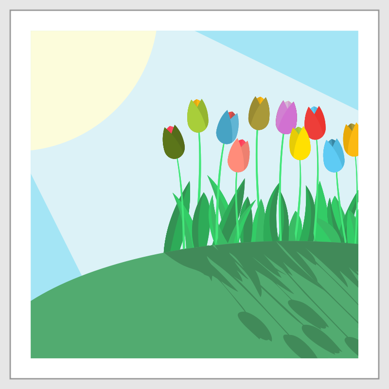 Clipart - Tulips on a Hill