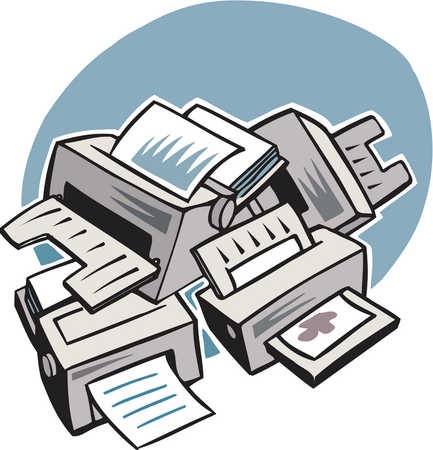 Stock Illustration - Drawing of a stack of printers