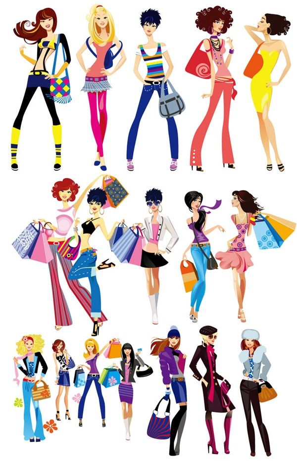 Fashion Shopping Girls Vector Graphics | Kids Craft | Pinterest ...