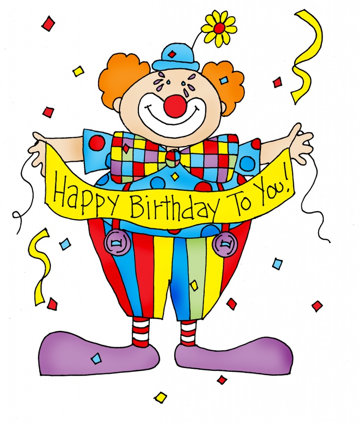 clown with birthday banner | Illustrations and clip art | Pinterest