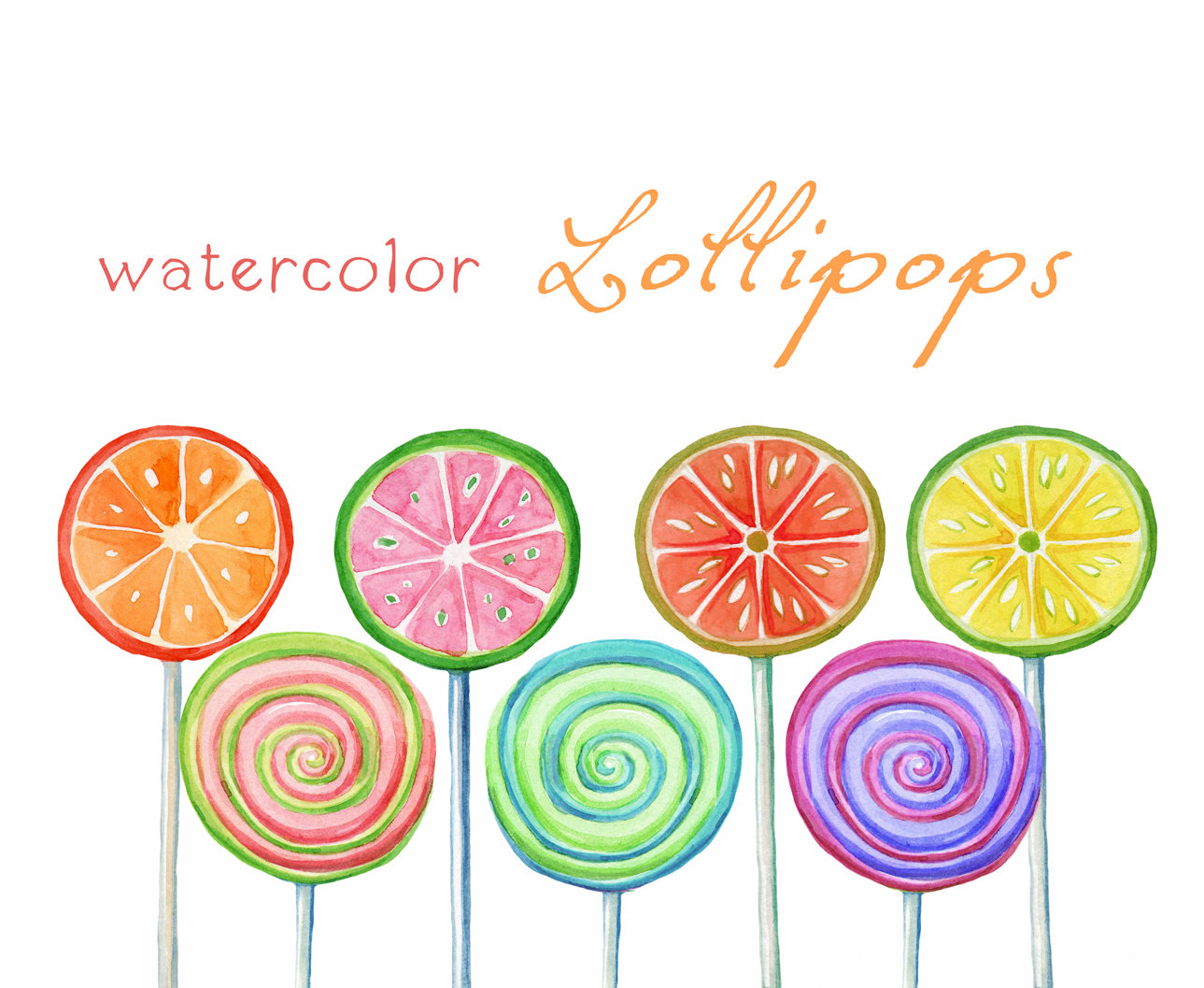 Digital Clipart Watercolor Lollipops Watercolor by SwiejkoForPrint