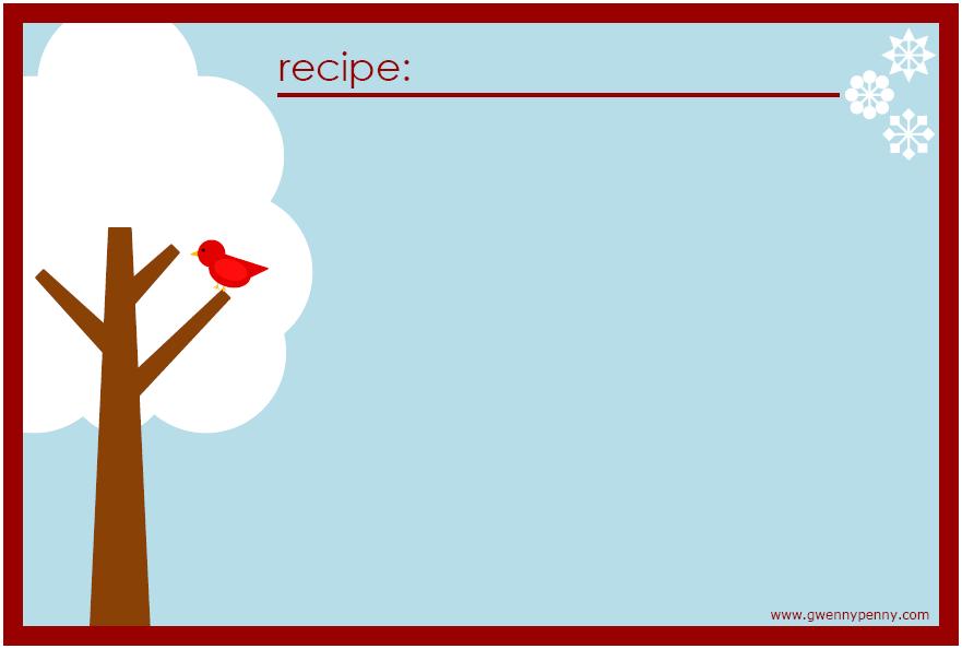 Gwenny Penny: Printable: Winter Recipe Cards, Labels, and Cupcake ...