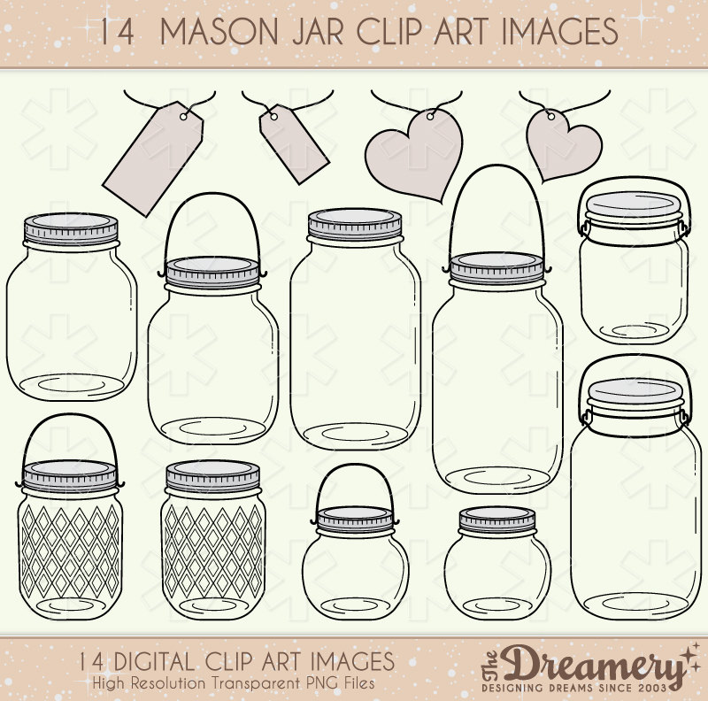 Popular items for mason jar clip art on Etsy