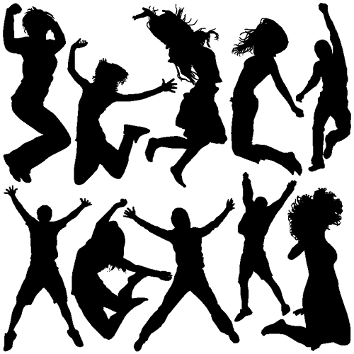 Jumping People Silhouettes vector 02 - Vector People free download