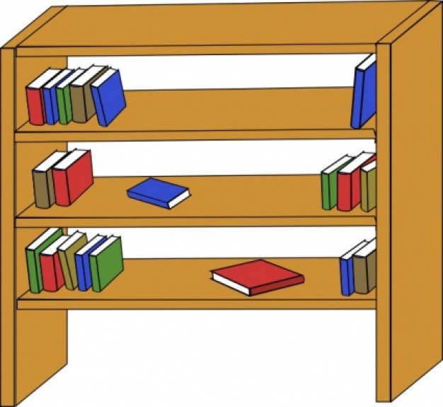 Furniture Library Shelves Books clip art Vector | Free Download