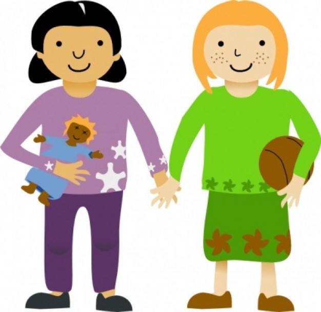 Two Little Girls clip art Vector | Free Download