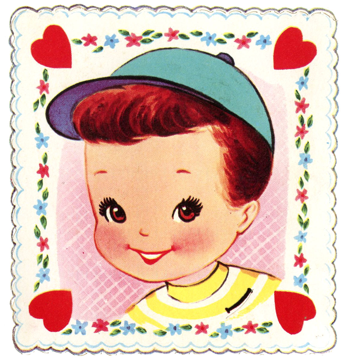 Retro Valentine Graphic - Cute Little Boy - The Graphics Fairy