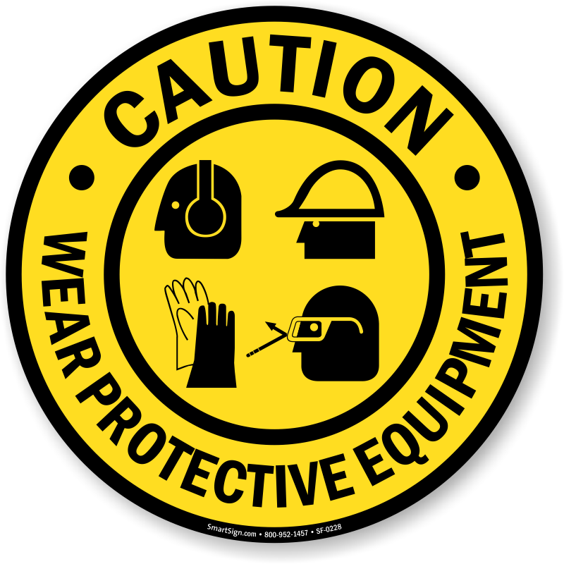 Wear Protective Equipment SlipSafe Floor Sign, SKU: SF-0228 ...