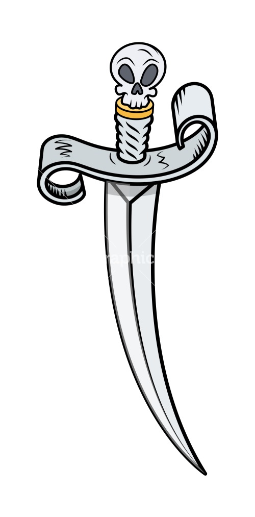 Pirate Sword With Skull Handle - Vector Cartoon Illustration Stock ...
