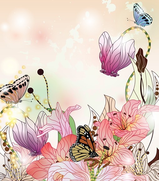 Free Classical Watercolor Painting Flower and Butterfly Background ...