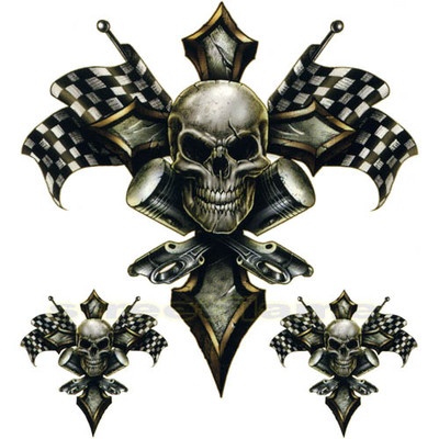 SKULL Piston Cross checkered flag | COOL | Pinterest
