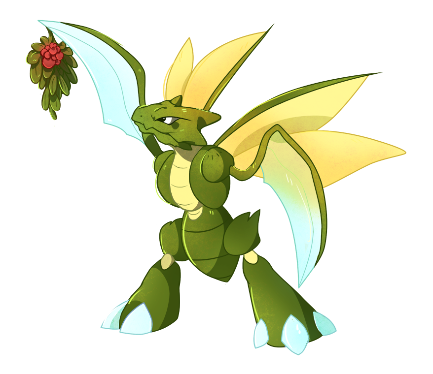 Mistletoe Scyther by AppleRat on deviantART