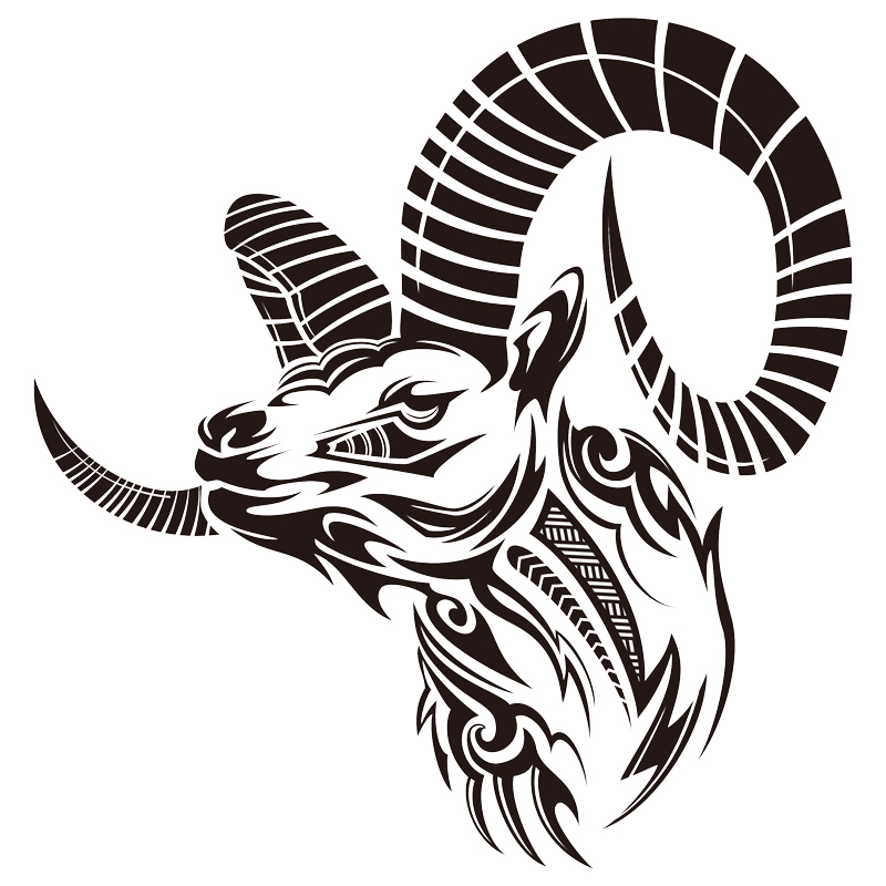 Cool Tribal Goat Head Tattoo Design