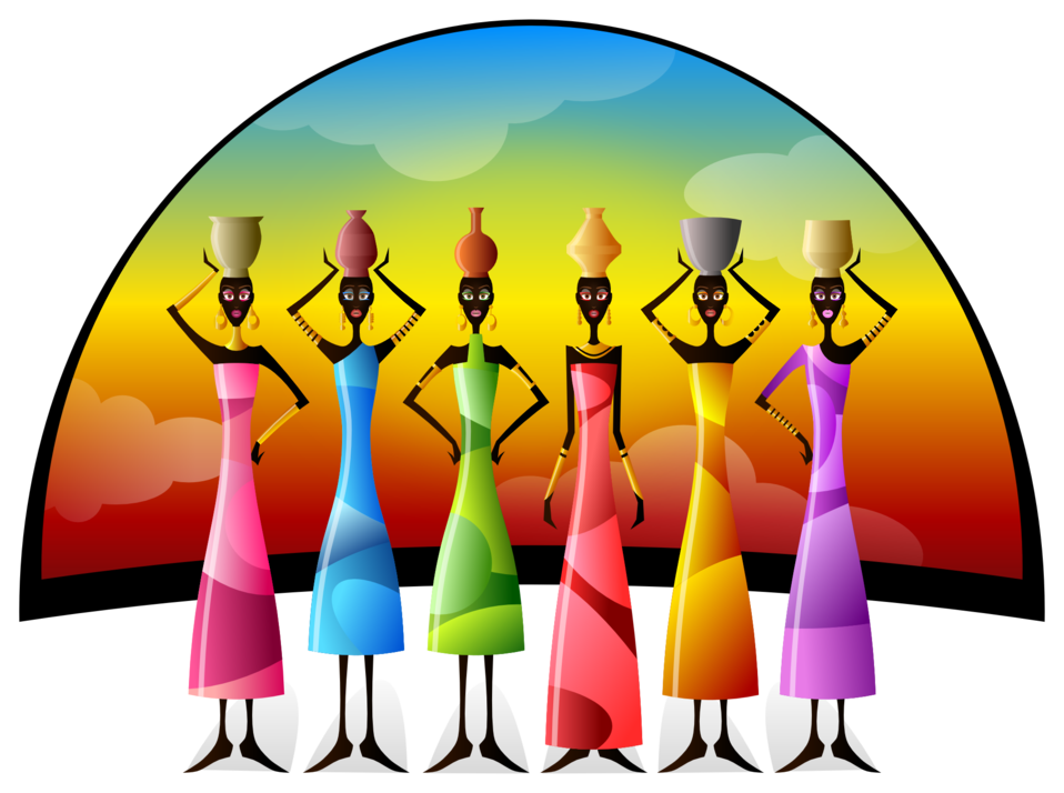 Public Domain Clip Art Image | African women with vases | ID ...