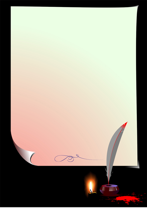 Old Paper Scrolls and candle design vector 04 - Vector Other free ...