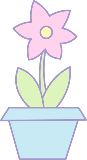 Cute Pink Flower in Blue Pot - Free Clip Art