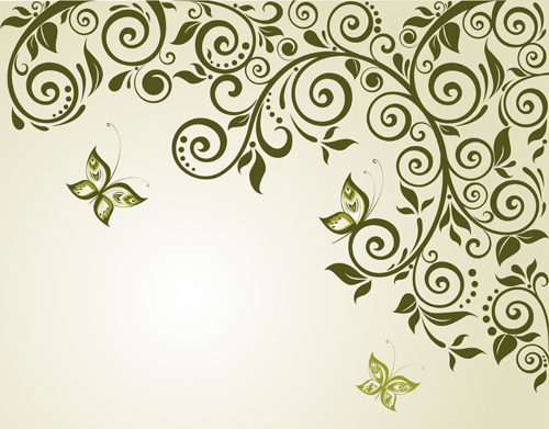 Elegant green floral vector background 04 - Vector Background free ...