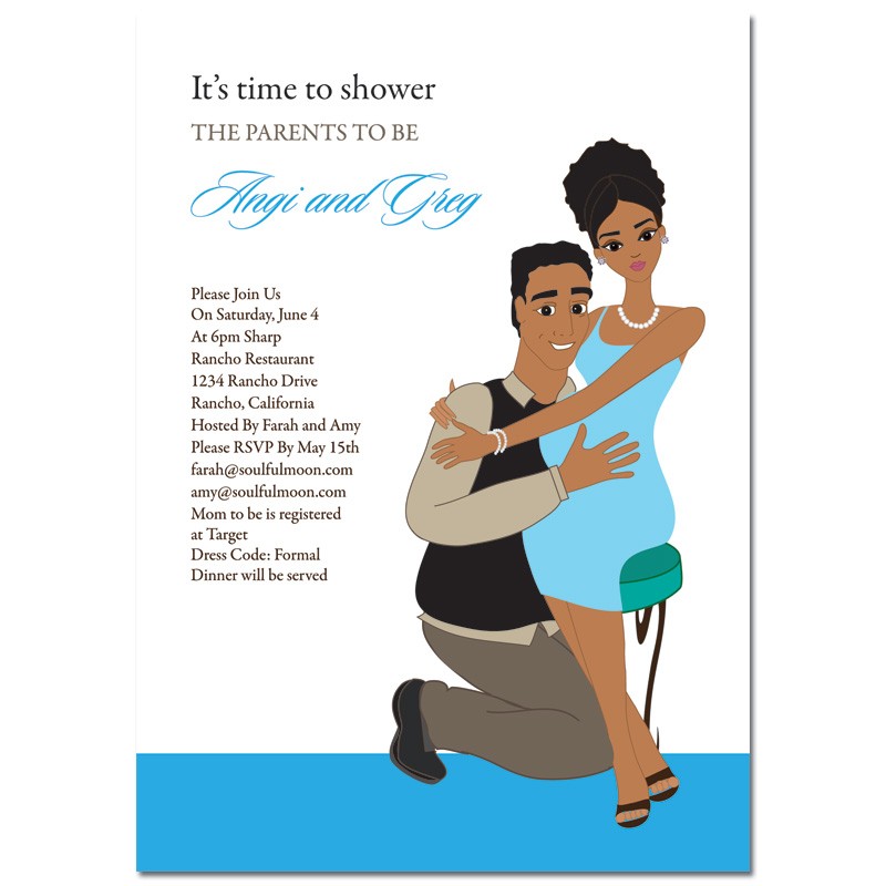 Unique African American Baby Shower Invitations -Baby Hugs Couple ...