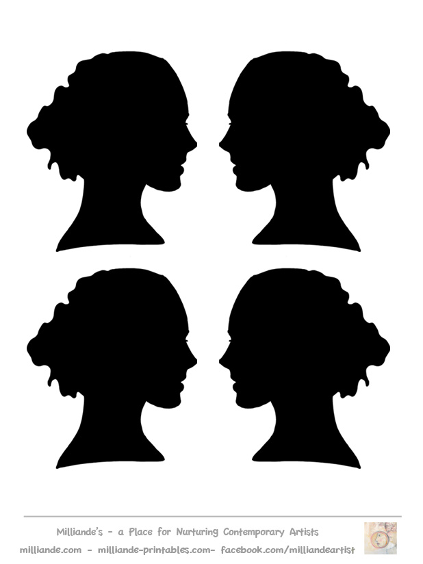 Face Silhouette Woman Stencil,Face Silhouette Collection of ...