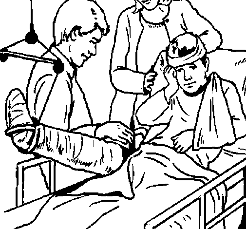 Coloring page Little boy with broken leg to color online ...