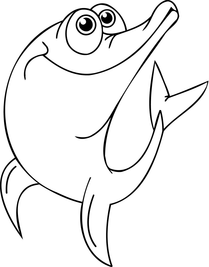 Dolphin The Fish Has A Large Eye Coloring Pages - Dolphin Coloring ...